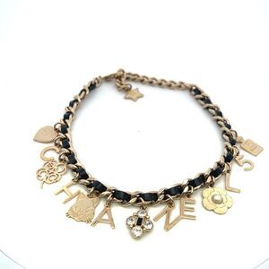 Chanel Carm Choker Necklace Faux Leather and Gold Tone